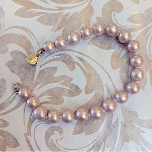 Vintage Monet Knotted Faux Pearl Bracelet 7" Blush Pink 
